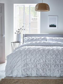 Product photograph of Very Home Pleated Duvet Cover Set - White from very.co.uk