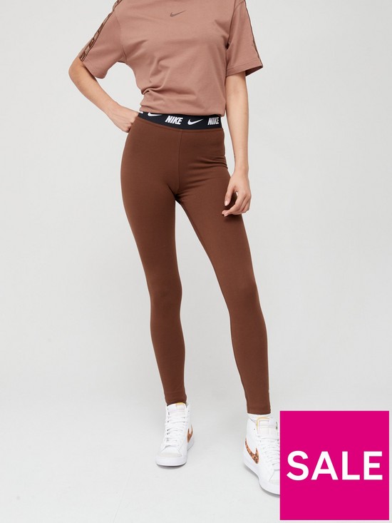 front image of nike-nsw-club-leggings-dark-brown