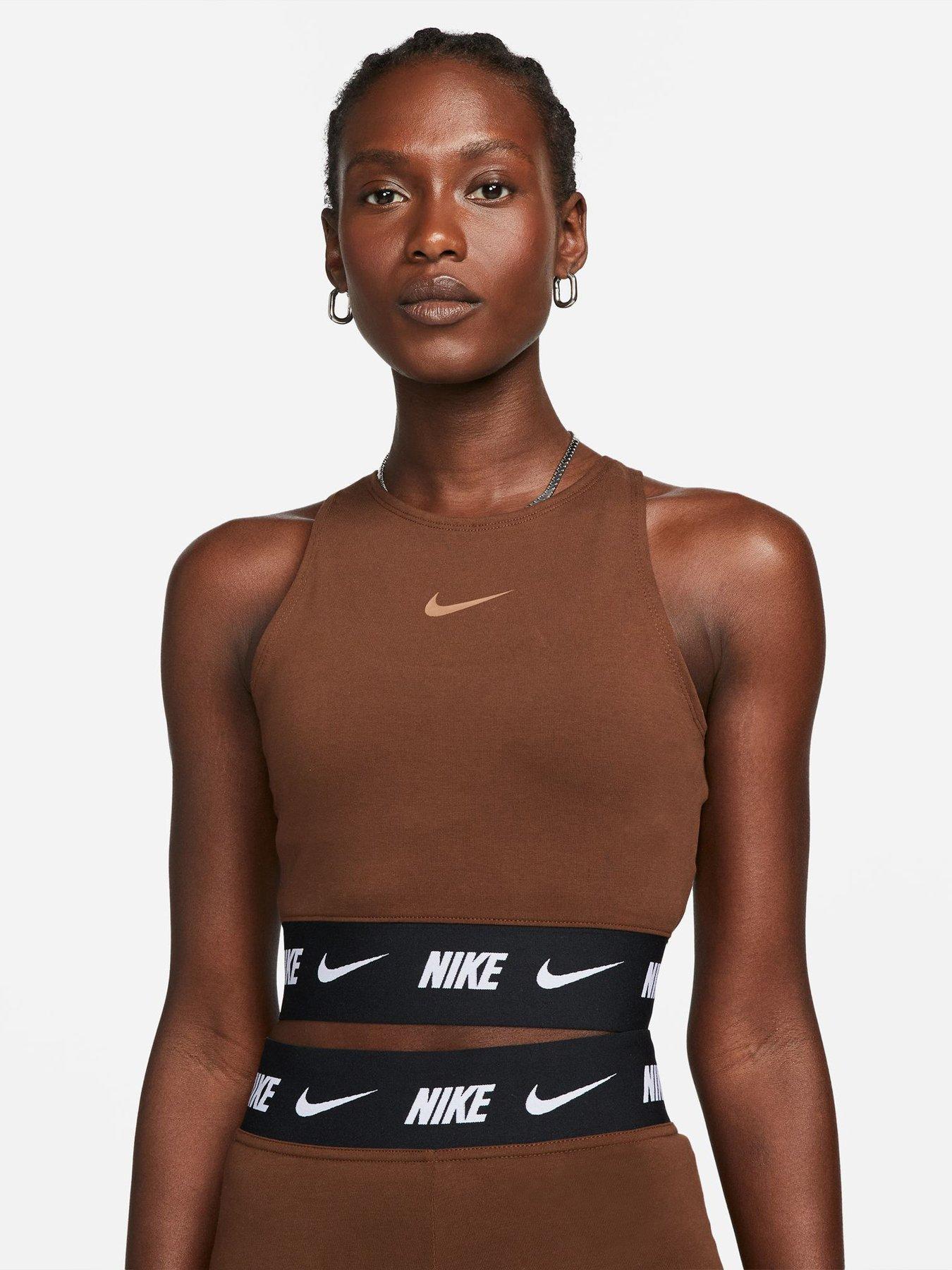 NIKE Womens Brown Moisture Wicking Pocketed Fitted Cropped