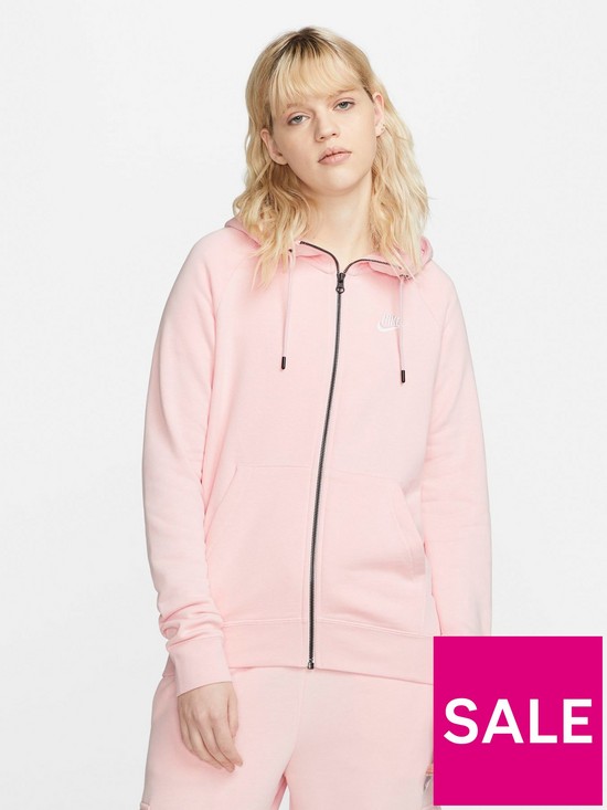 front image of nike-nsw-essential-full-zip-hoodie--pinknbsp