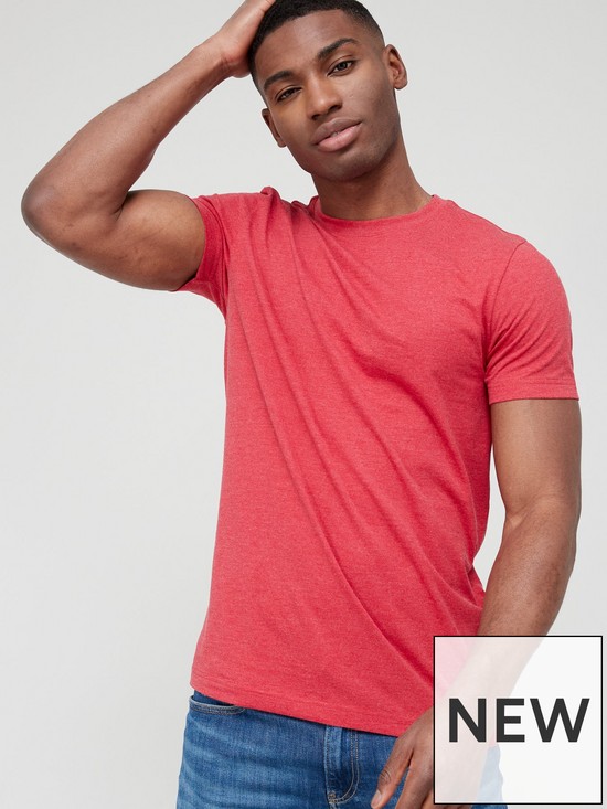 front image of very-man-essentials-crew-neck-t-shirt-red-marl