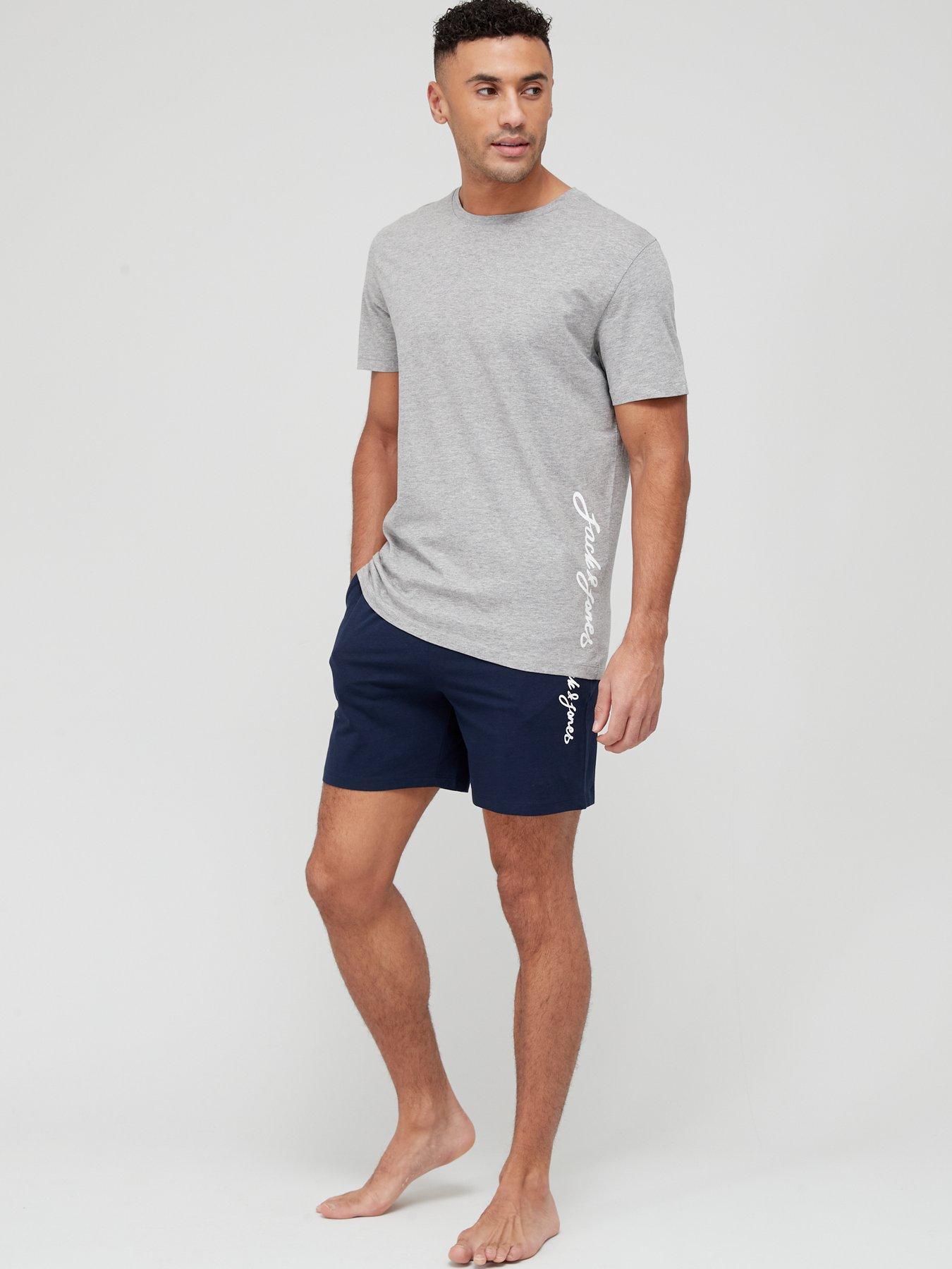 Men T-Shirt And Short Set - Navy/Grey