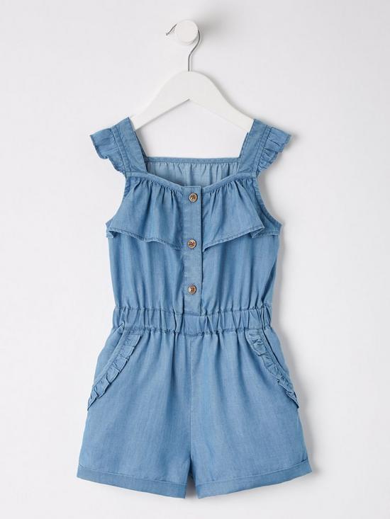 front image of mini-v-by-very-girls-frill-chambray-playsuit