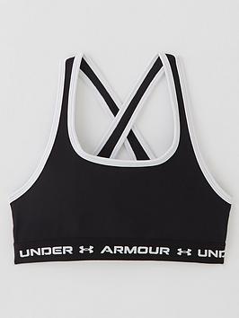Under Armour Girls Crossback Sports Bra - Black/White , Black/White, Size Xs=5-6 Years, Women