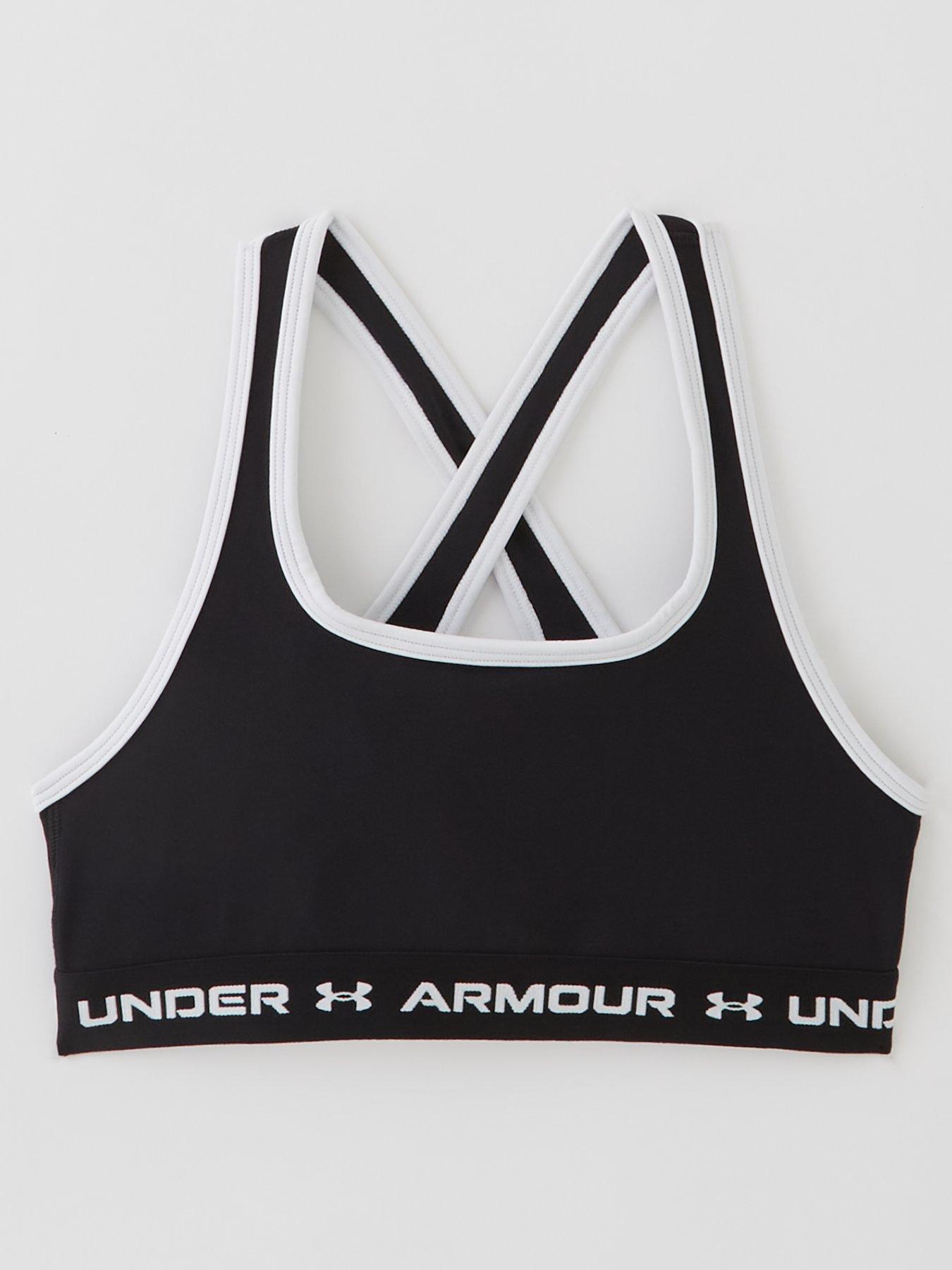 Under Armour Girls' HeatGear Armour Sports Bra, White (100)/Black, Youth  Large : : Clothing & Accessories