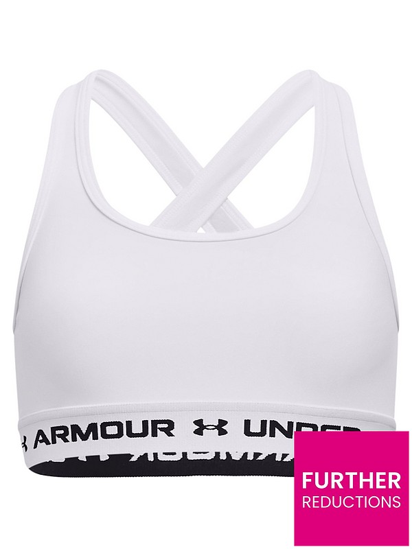 UNDER ARMOUR Girls Crossback Sports Bra - White/Black