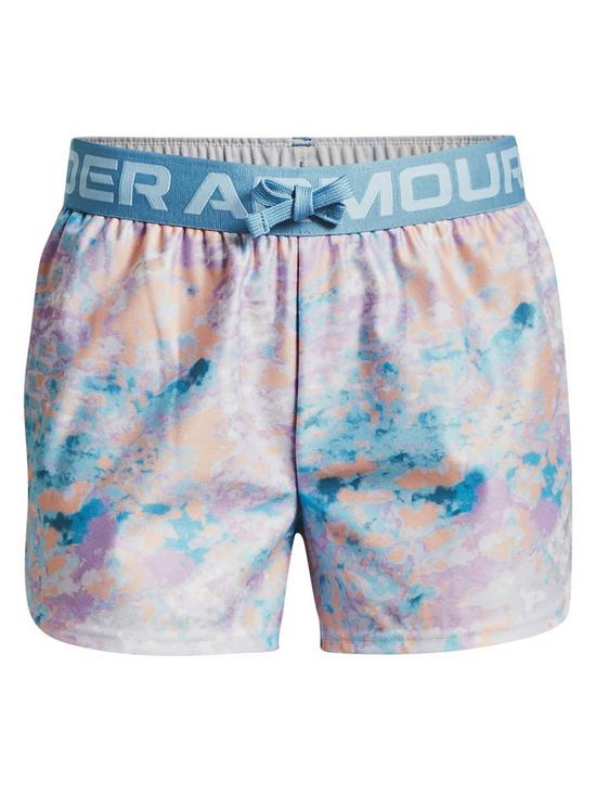 front image of under-armour-girls-play-up-printed-shorts-bluemulti