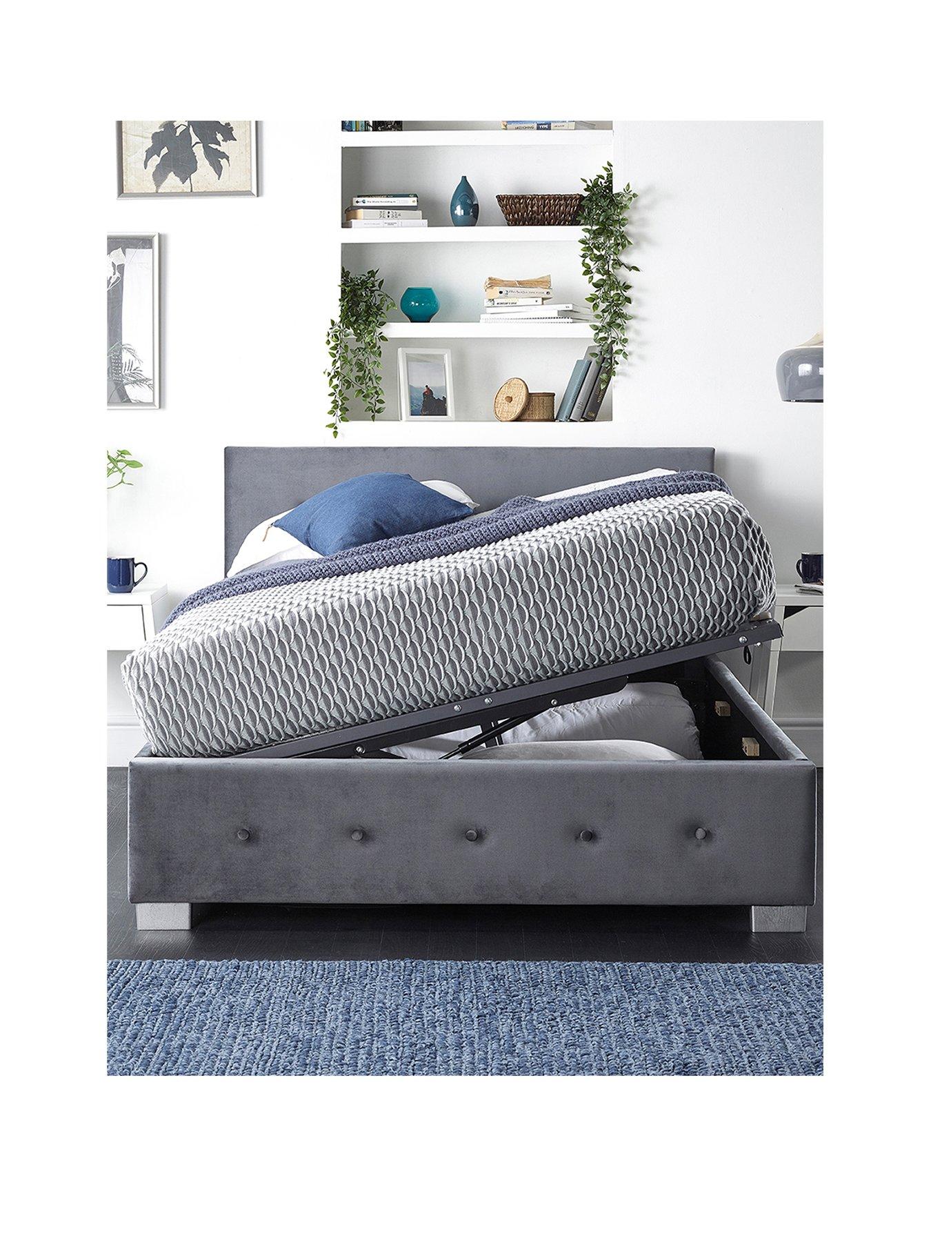 undefined Plush Velvet Side Opening Ottoman Bed Frame
