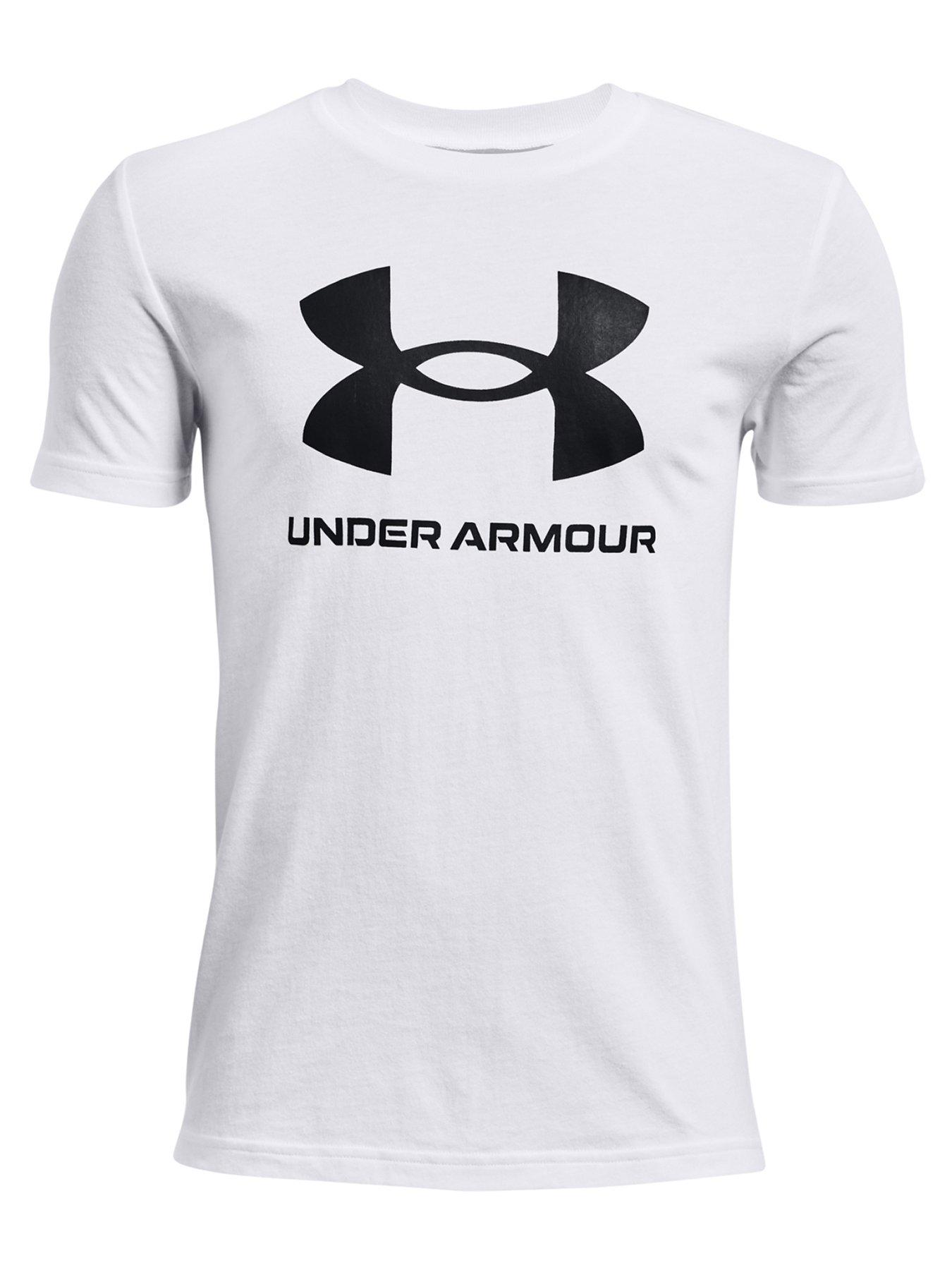 UNDER ARMOUR Boys Sportstyle Large Logo T-Shirt - White/Black