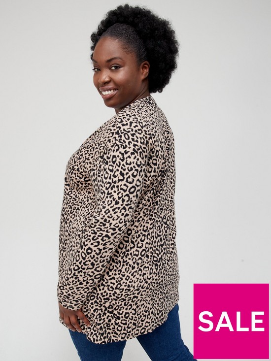 stillFront image of v-by-very-curve-curvenbspopen-front-animal-print-cardigan-multi