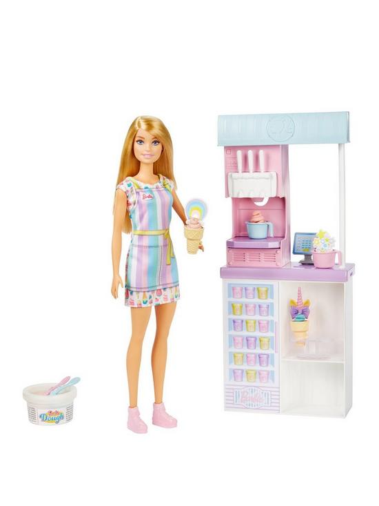 front image of barbie-ice-cream-shop-doll-and-playset-with-accessories