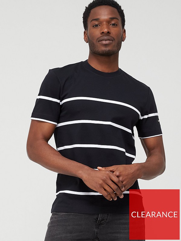 Calvin Klein Striped Badge T-Shirt - Black/White 