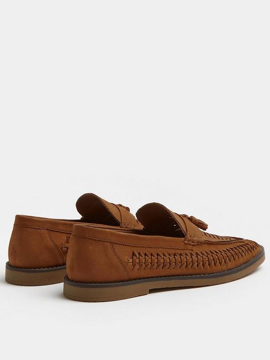back image of river-island-leathernbspwoven-tassel-loafers-brown