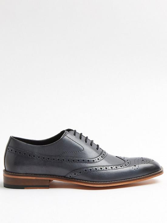 front image of river-island-brogue-lace-up-shoes-grey
