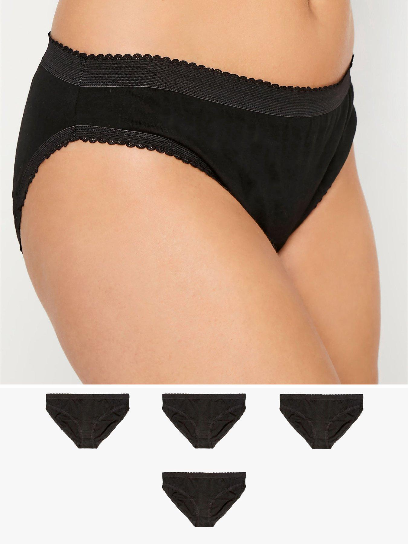 Women's Black Cheeky Brief V Front Cotton Stretch