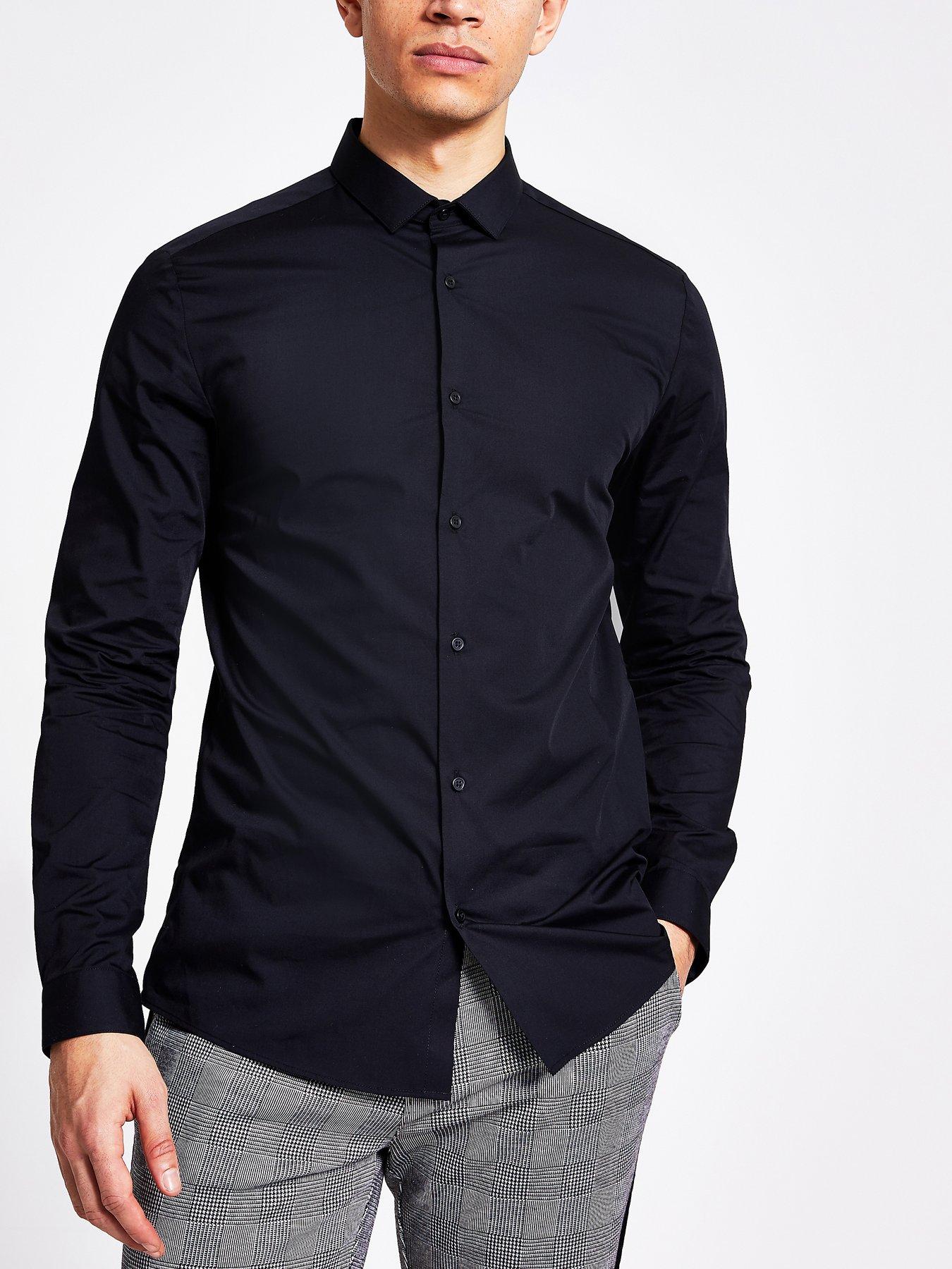 Shirts Slim Fit Long Sleeved Shirt - Black
