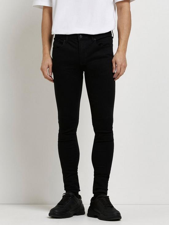 front image of river-island-spray-on-crow-skinny-jeans-black