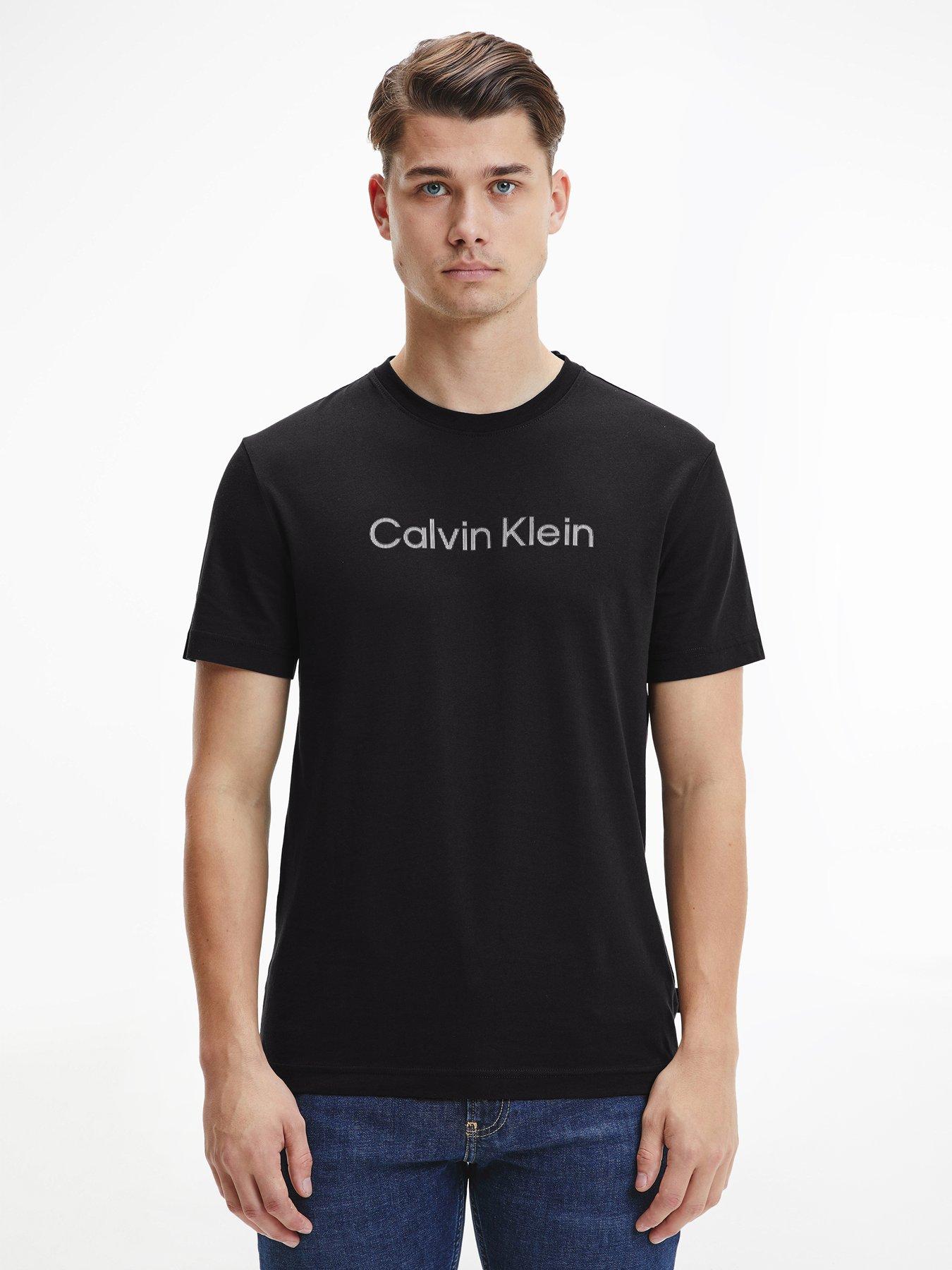 Men Raised Striped Logo T-Shirt - Black