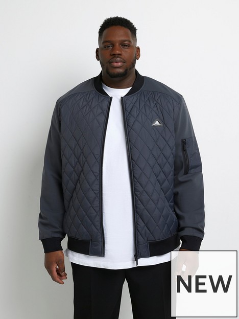 river-island-big-and-tall-quilted-blocked-bomber