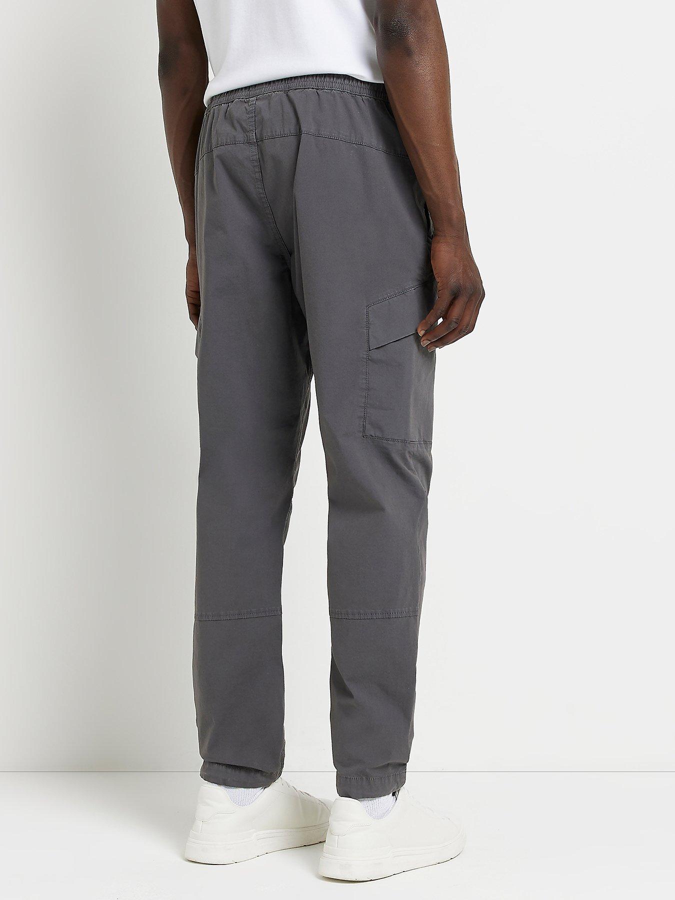 river island washed cargos in grey