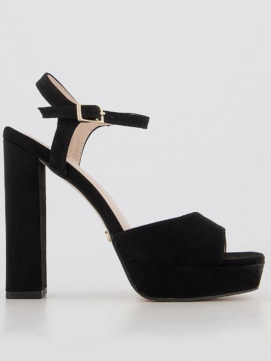 front image of office-hearty-square-toe-platform-heeled-sandal-black
