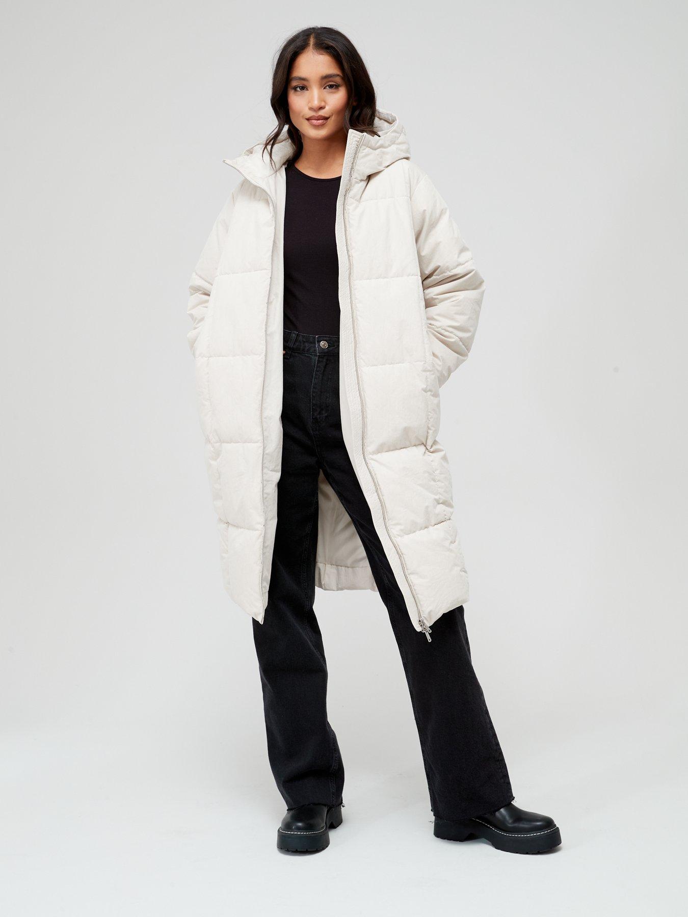 discount 61% White 36                  EU Promod Long coat WOMEN FASHION Coats Shearling 