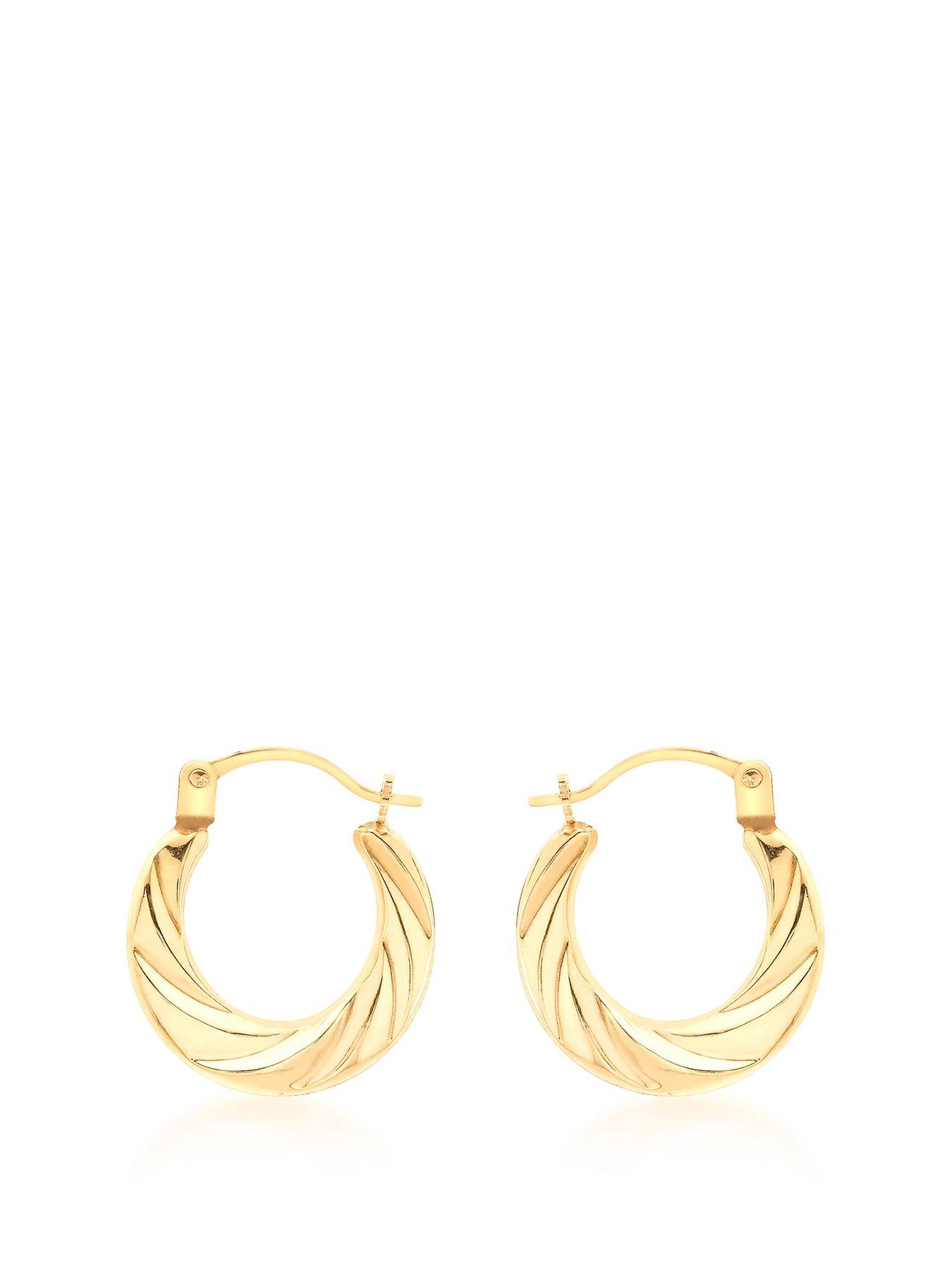 Product photograph of Love Gold 9ct Yellow Gold 15 5mm X 15mm Twist Creole Earrings from very.co.uk