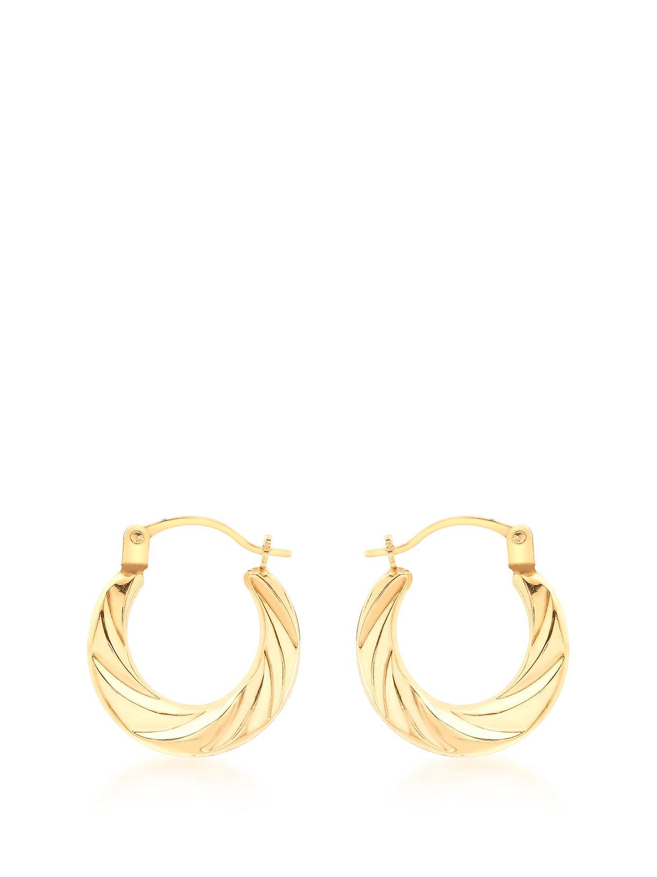 The Love Collection 9ct Yellow Gold 15.5mm x 15mm Twist Creole Earrings