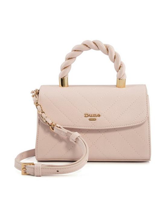 front image of dune-london-dinks-mini-top-handle-crossbody-bag-off-white