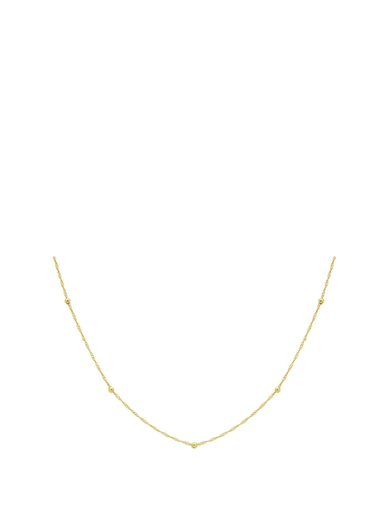 The Love Collection 9ct Yellow Gold Diamond Cut Ball and Twist Curb Chain 46cm/18'