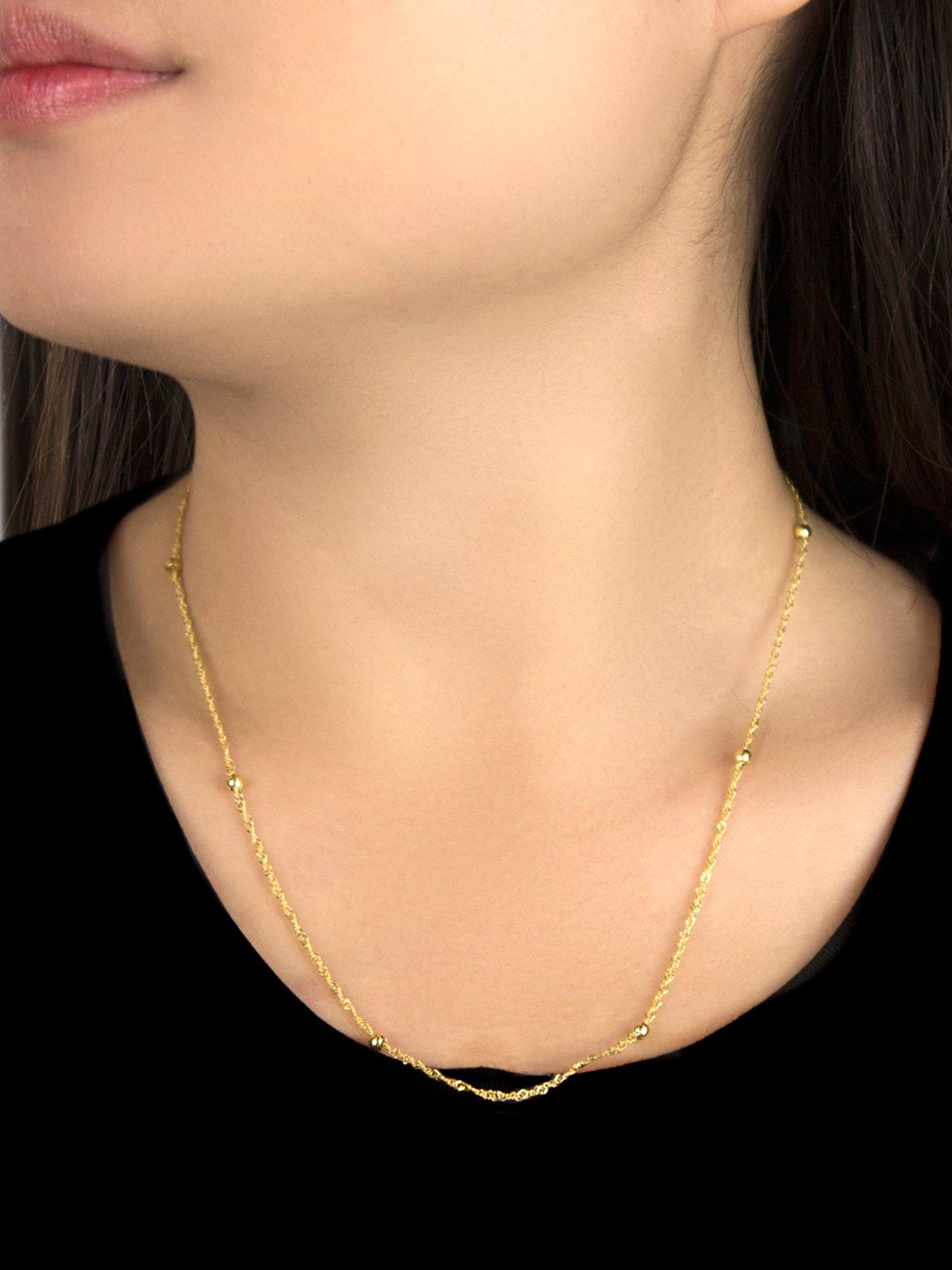 Image 2 of 4 of The Love Collection 9ct Yellow Gold Diamond Cut Ball and Twist Curb Chain 46cm/18'
