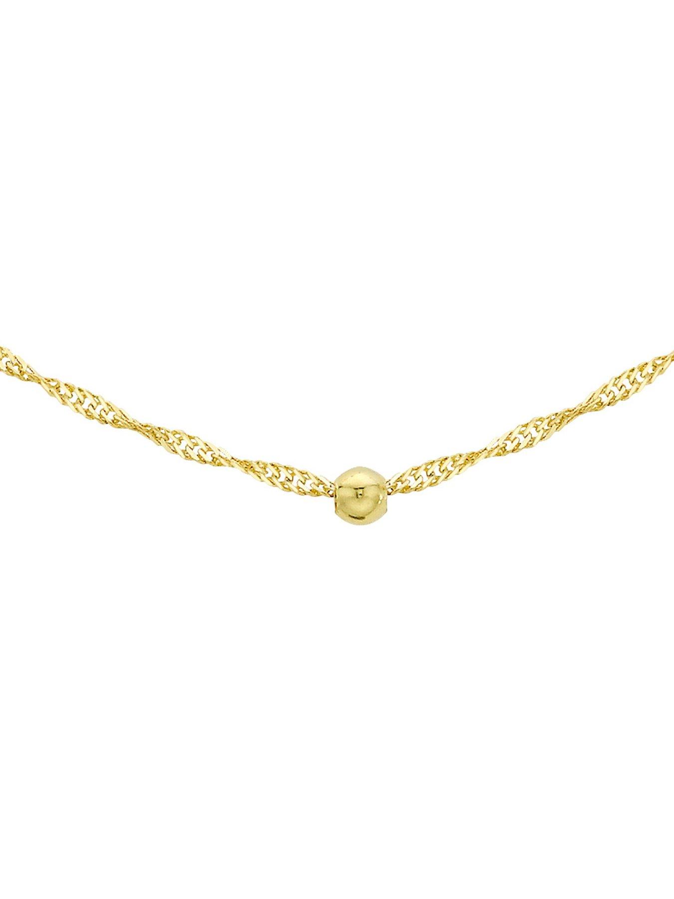Image 3 of 4 of The Love Collection 9ct Yellow Gold Diamond Cut Ball and Twist Curb Chain 46cm/18'