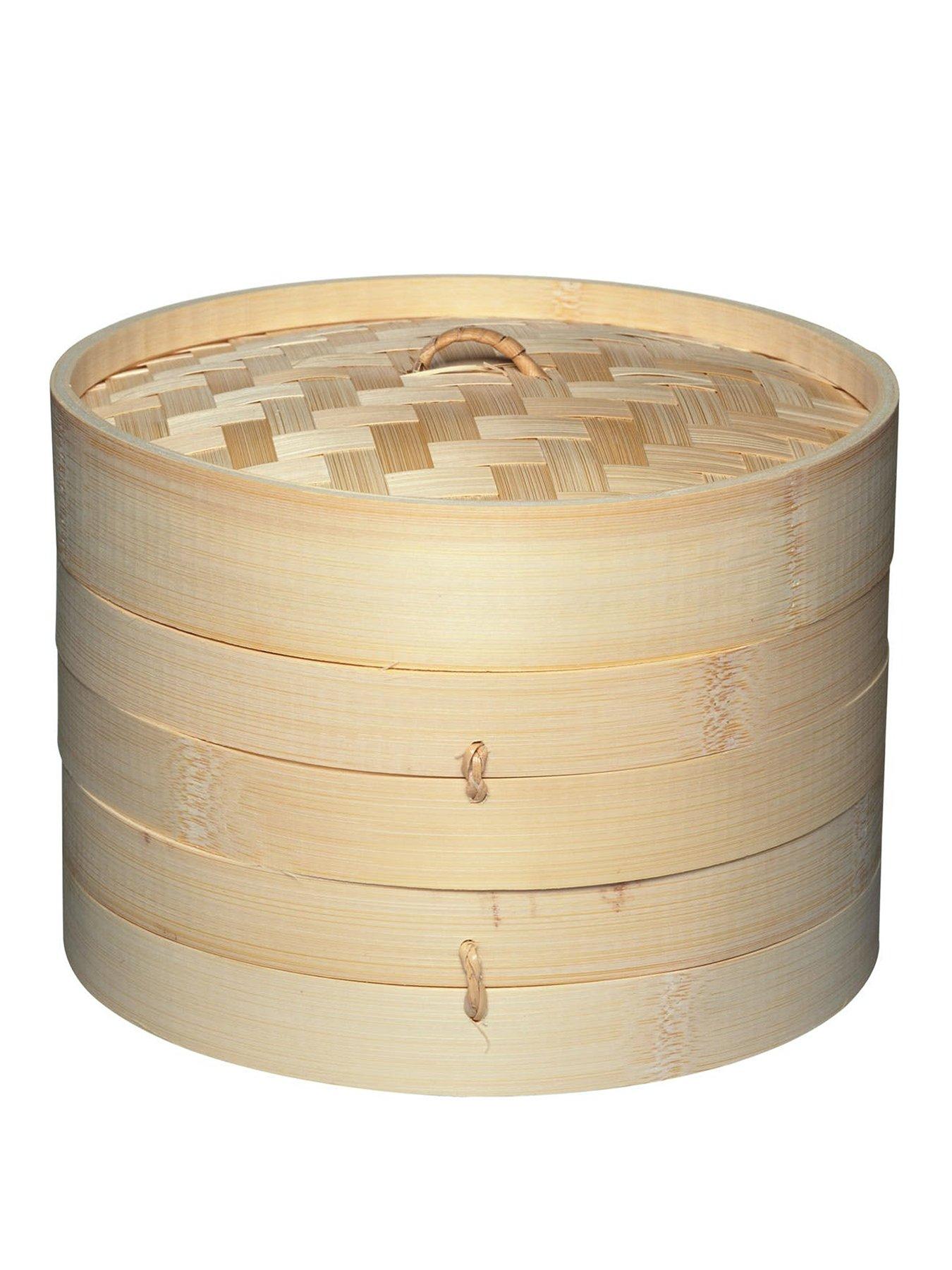 Product photograph of Kitchencraft World Of Flavours Oriental Two Tier Bamboo Steamer And Lid from very.co.uk