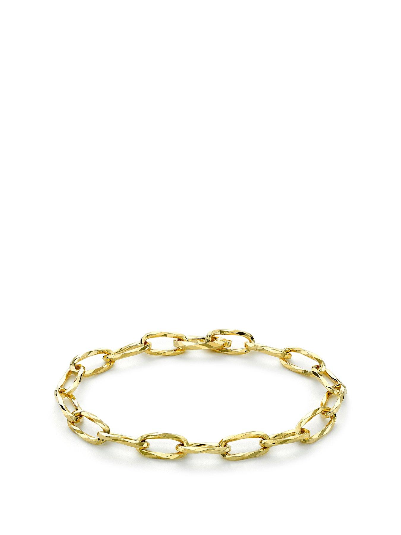 Product photograph of Love Gold 9ct Yellow Gold 6 5mm Diamond Cut Hidden-clasp Belcher Chain Bracelet 19cm 7 5 from very.co.uk