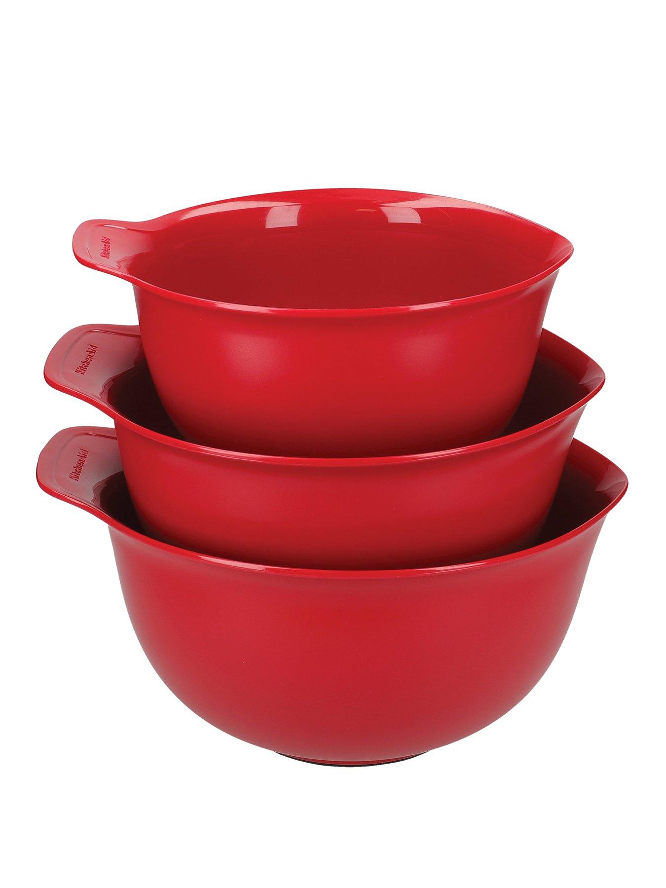 Product photograph of Kitchenaid Set Of 3 Red Mixing Bowls from very.co.uk