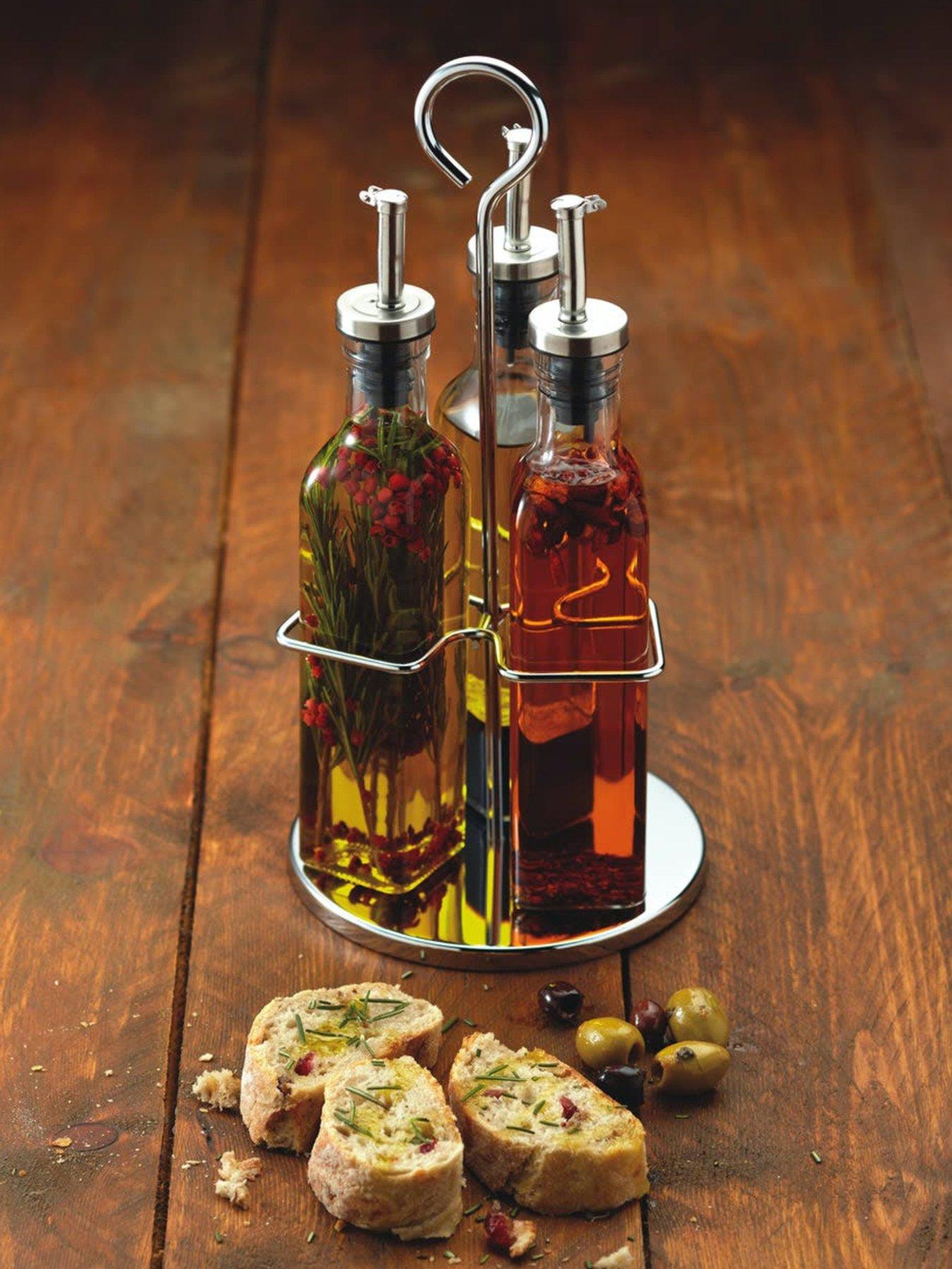 undefined World Of Flavours Italian Three Bottle Oil And Vinegar Set With Stand