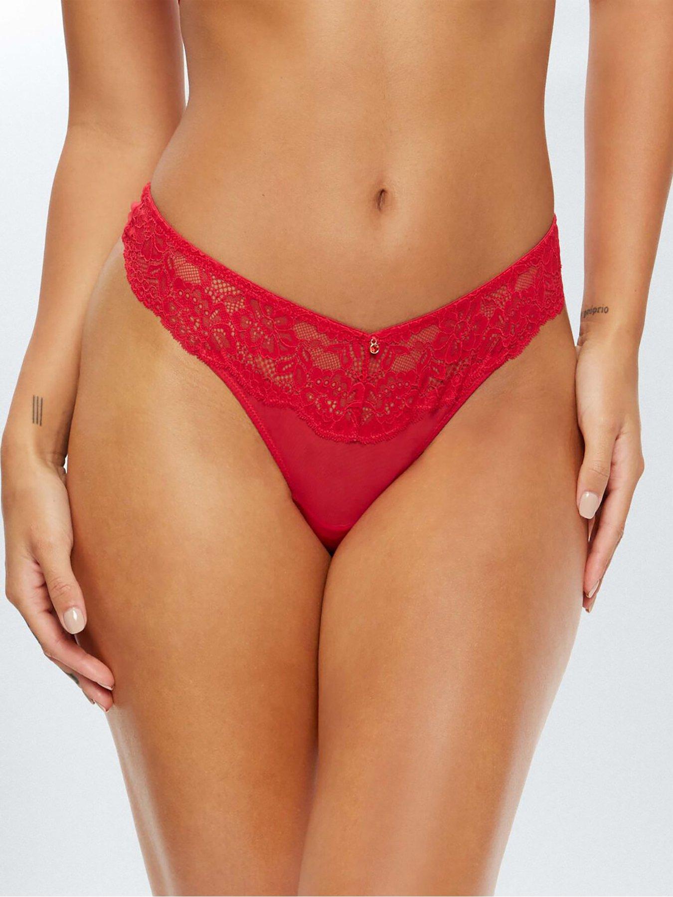 Ann Summers Challenger lace triangle bralette and cut-out thong set in red