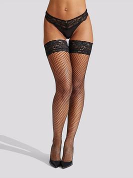 ann summers lace top fishnet hold up black