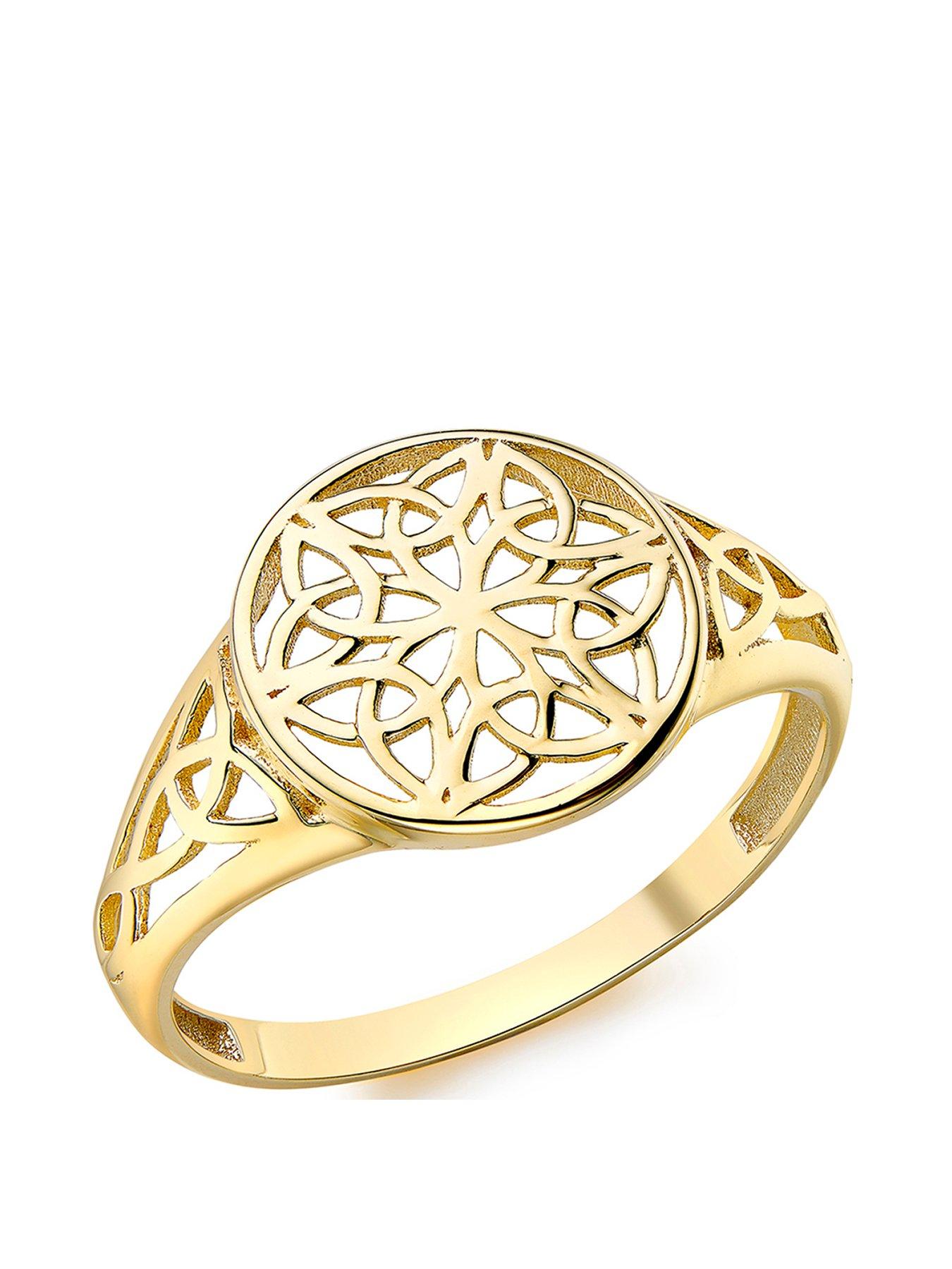 The Love Collection 9ct Yellow Gold 12mm Round Filigree Ring