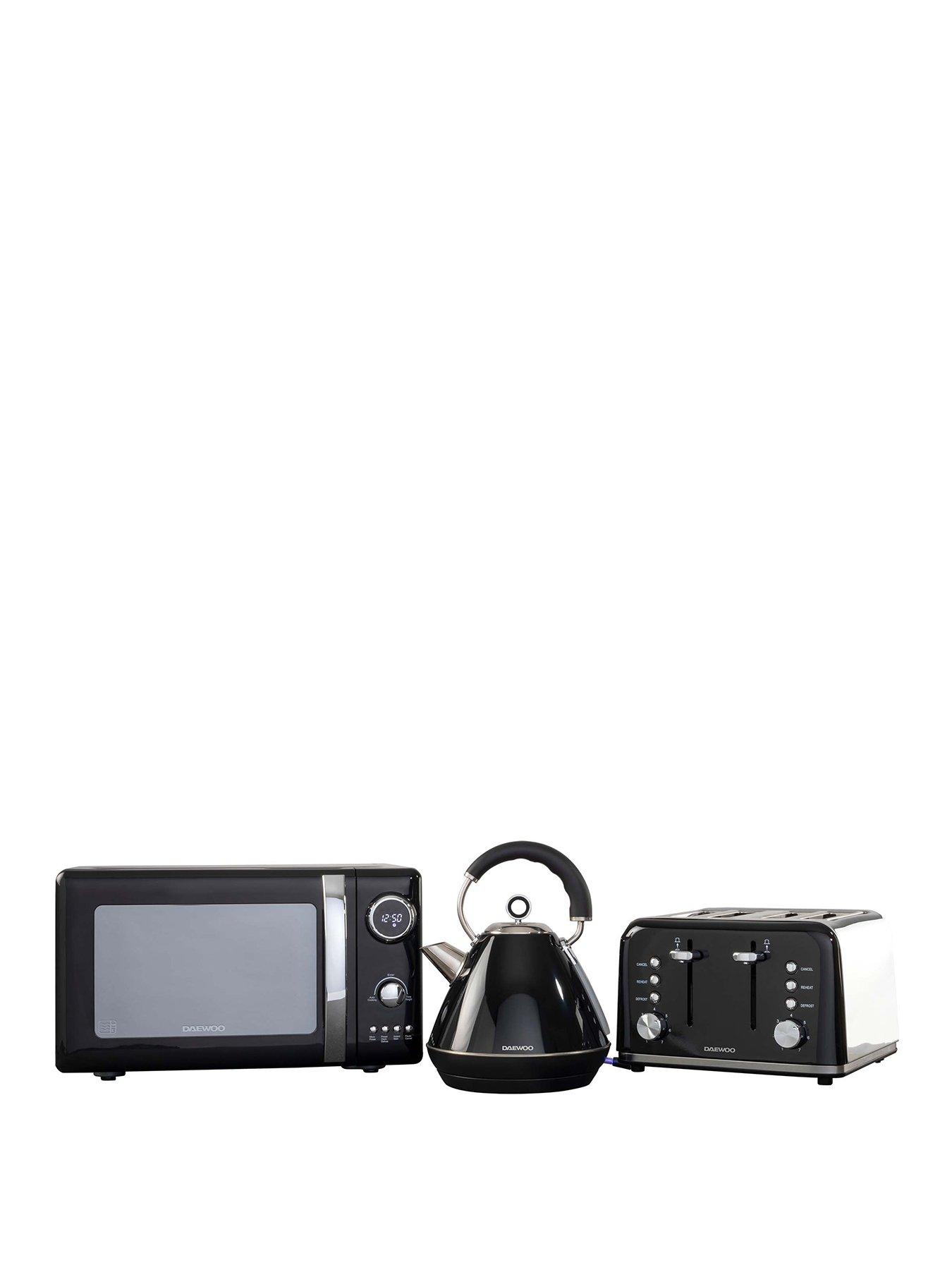 Black microwave deals and toaster set