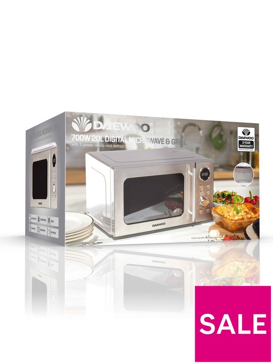 stillFront image of daewoo-20l-silver-700w-microwave-with-grill-kor3000sl
