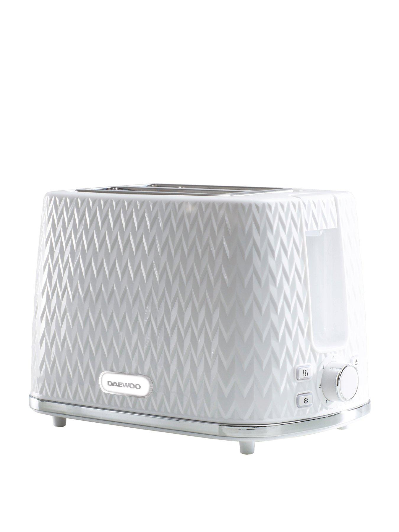 Product photograph of Daewoo Argyle 2 Slice Toaster- White from very.co.uk