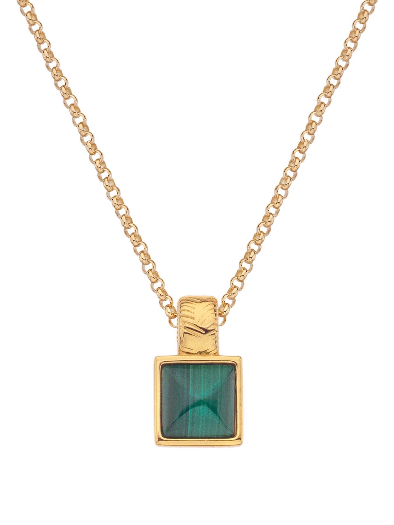 Product photograph of Hot Diamonds X Jac Jossa Revive Malachite Square Pendant from very.co.uk