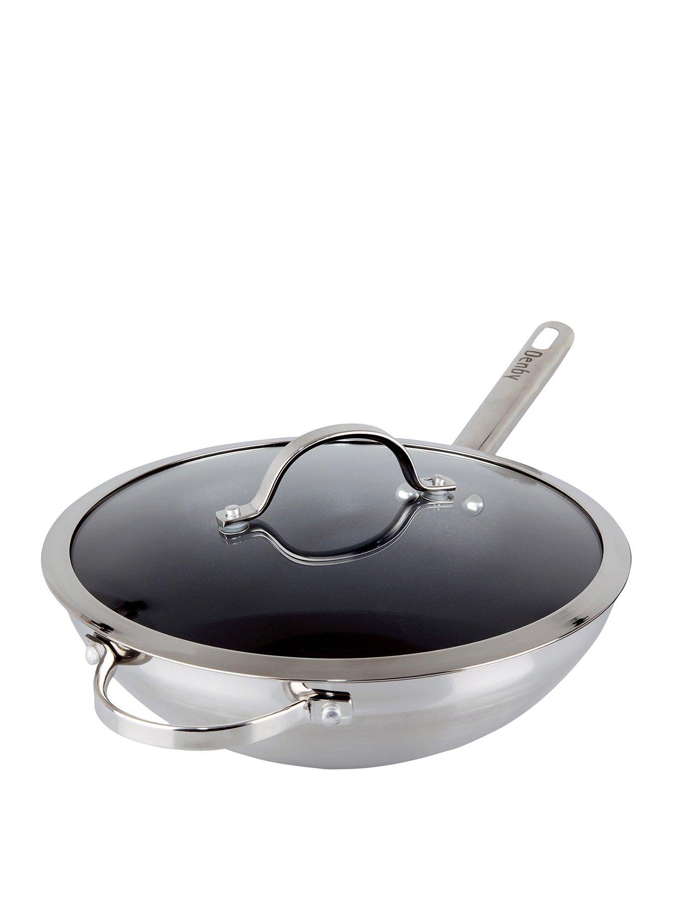 Denby Stainless Steel 30cm Wok (With Lid - Uncoated) (Mo)