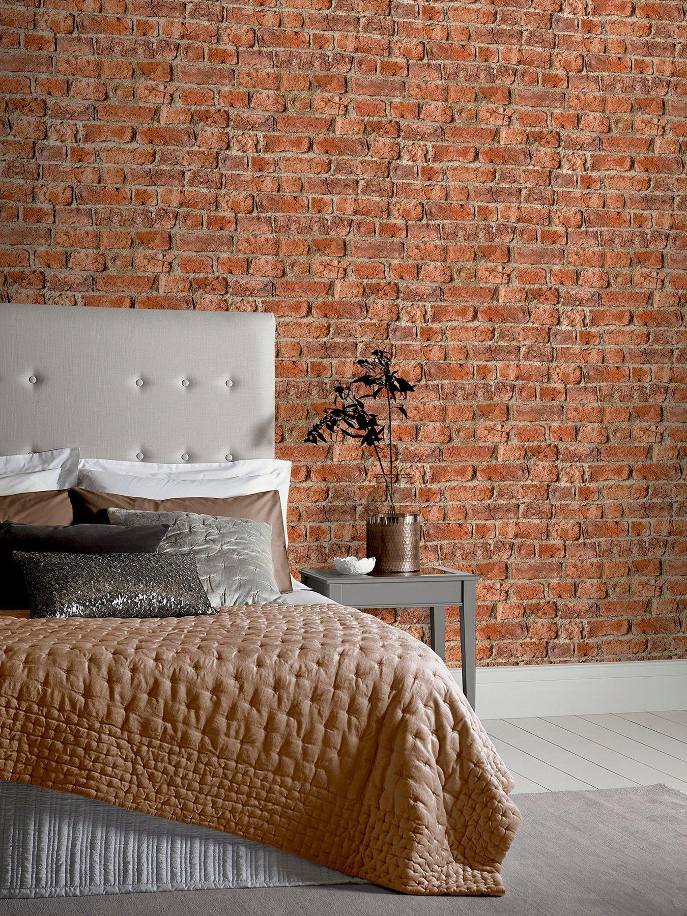 Product photograph of Arthouse Urban Brick Red Wallpaper from very.co.uk