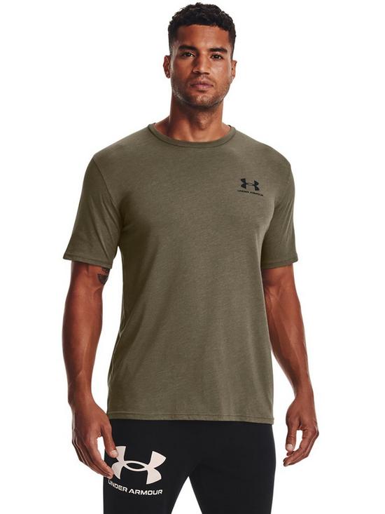 front image of under-armour-training-sportstyle-left-chest-logo-short-sleevenbspt-shirt-khaki