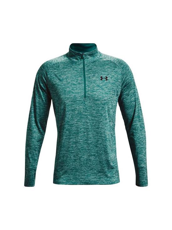 front image of under-armour-training-tech-20-12-zip-top-greenblack