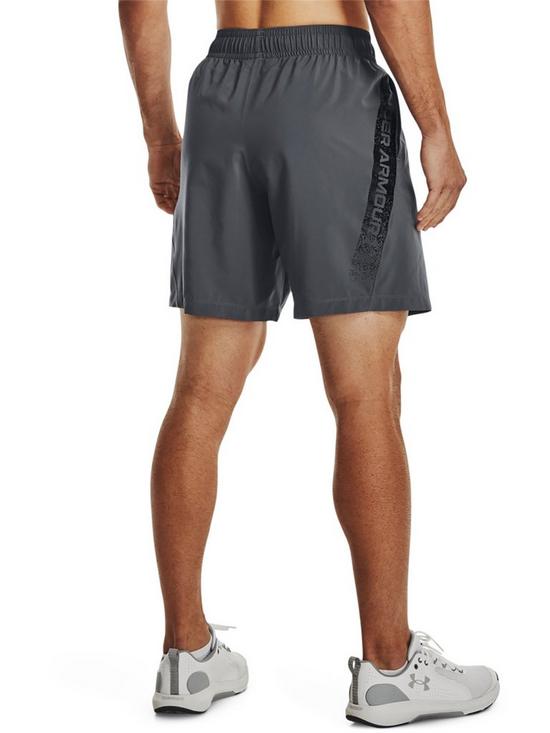 stillFront image of under-armour-training-woven-graphic-shorts-greyblack
