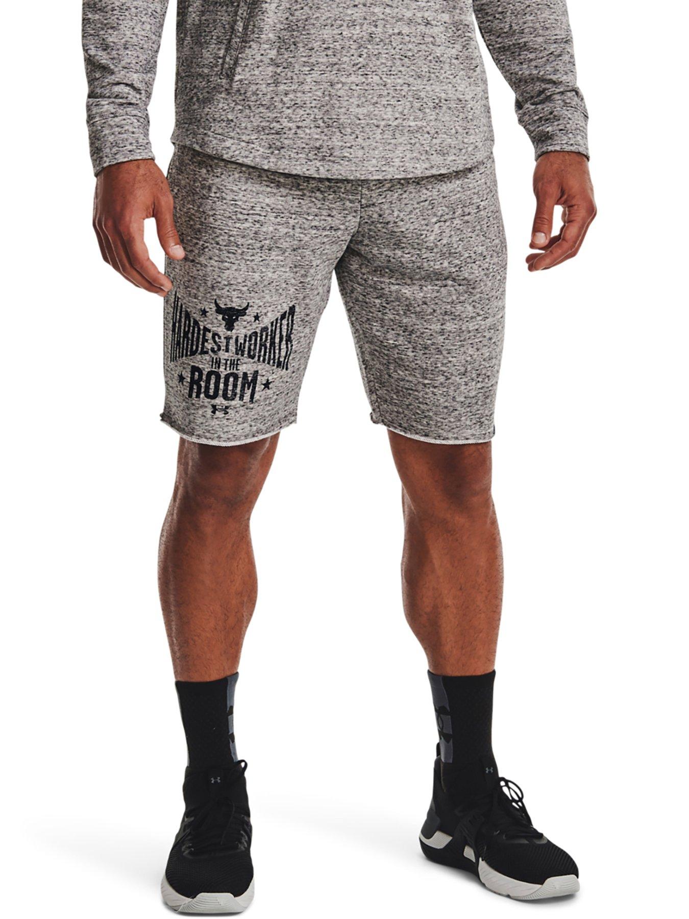 UNDER ARMOUR Training Project Rock Terry Shorts - Grey/Black, White/Black, Size M, Men