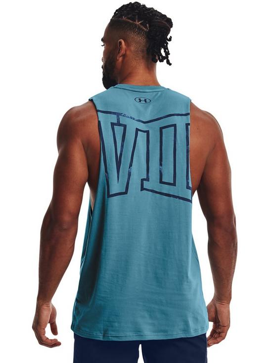 stillFront image of under-armour-training-project-rock-earn-greatness-tank-top-blue